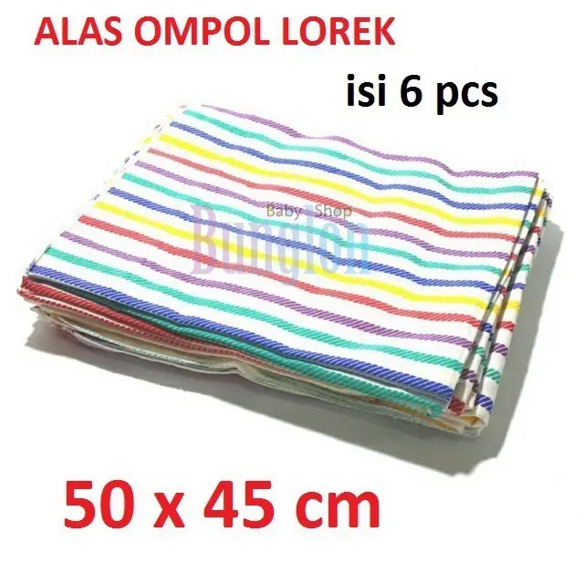 6 Pcs Alas Ompol Bayi Lorek Ukuran 50 x 45 cm Kain Lemek Garis  Popok Baby