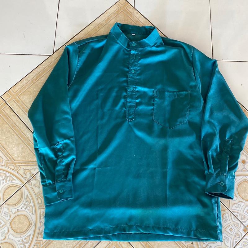 (Batik_sahati) Baju Muslim kurung melayu pria tanpa sarung songket polos 1