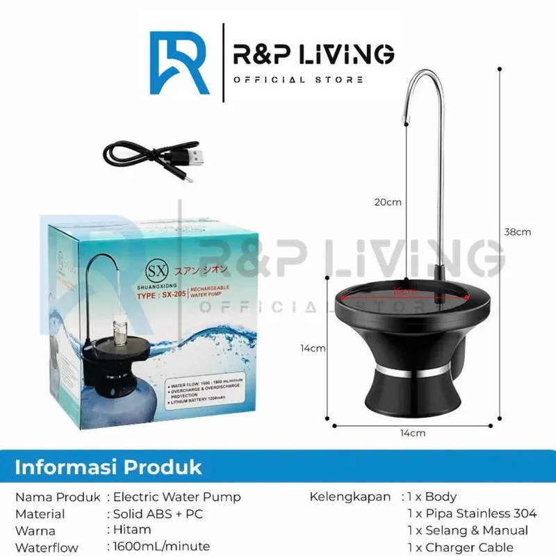 R&P [READY] Pompa air listrik isi ulang tablet kelas atas klasik di cas 8