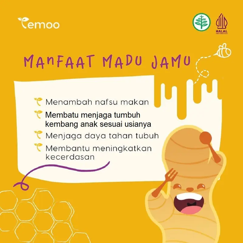 Temoo Hap Hap Madu Jamu Temulawak Sidat Nafsu Makan Herbal Anak 2