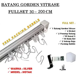 batang gorden vitrase batang gorden kotak alumunium full set