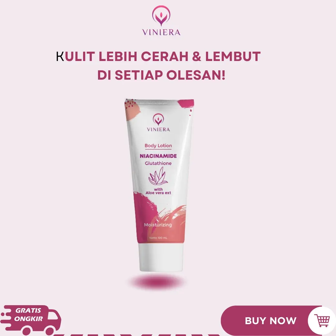 VINIERA Body Lotion with Gluthatione, Niacinamade, UV filter Mencerahkan dan Melembabkan memutihkan kulit Tubuh Pencerah
