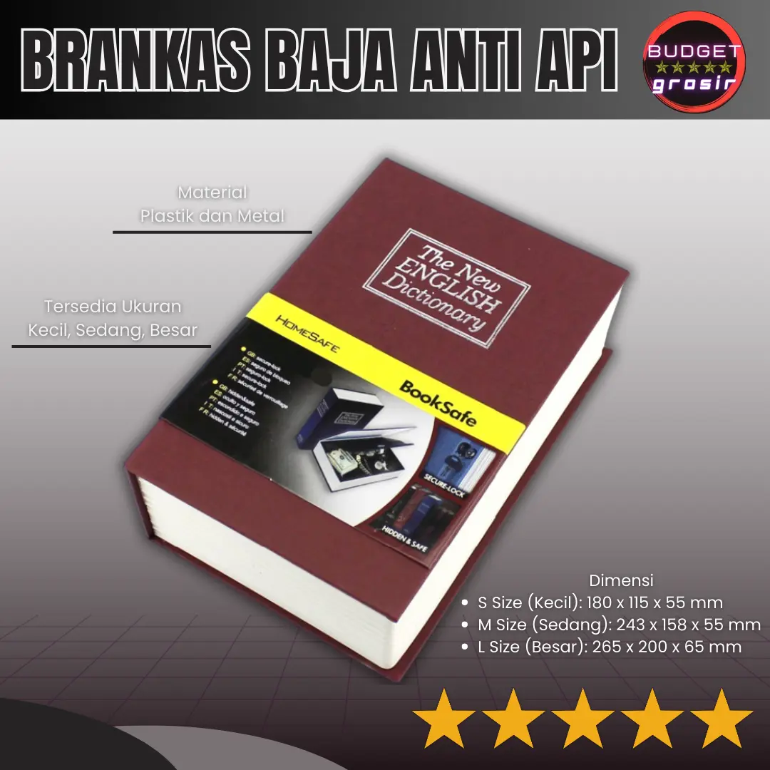 TERLARIS Brankas Baja Model Buku Anti Api Tahan Karat Best Quality Penyimpanan Metal