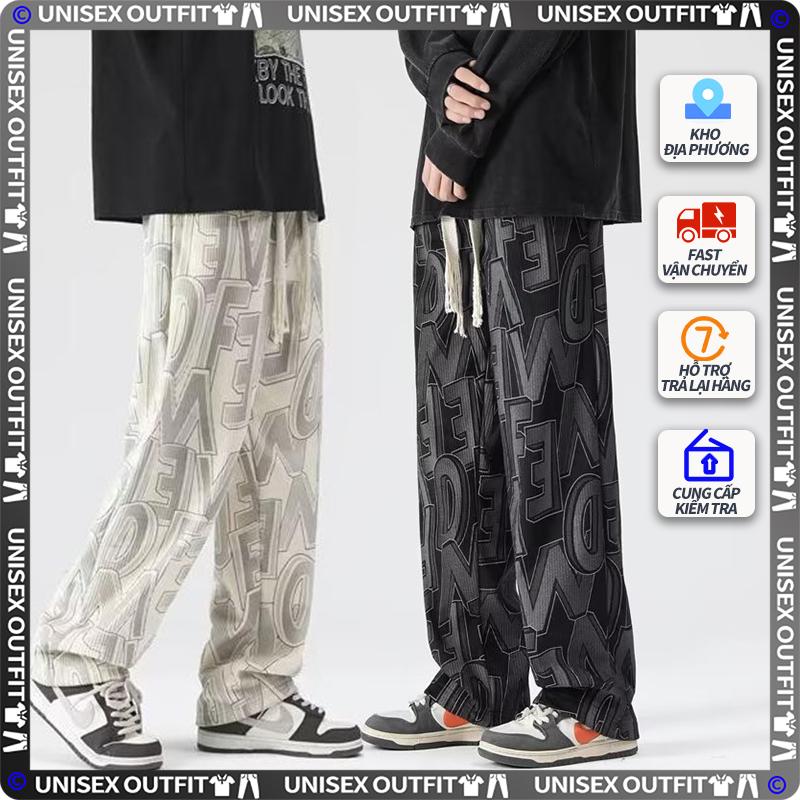 Quần Ống Rộng quần dài nam caro Phong Cách Hàn Suông Ống Vải Nỉ Phong Cách Dáng xu hướng Menswear Pants