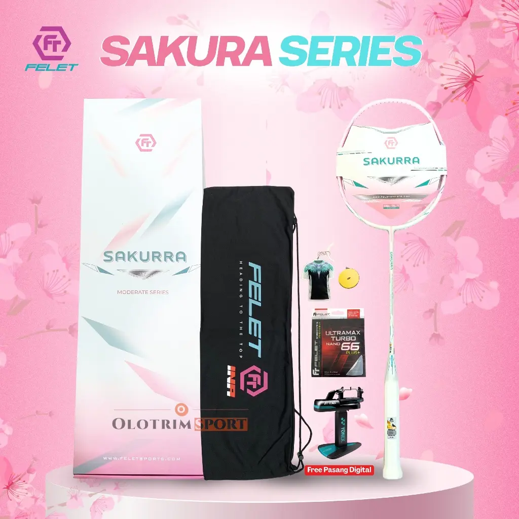 Raket Badminton Felet Bundle Pack SAKURRA SERIES Raket Bulu Tangkis Original