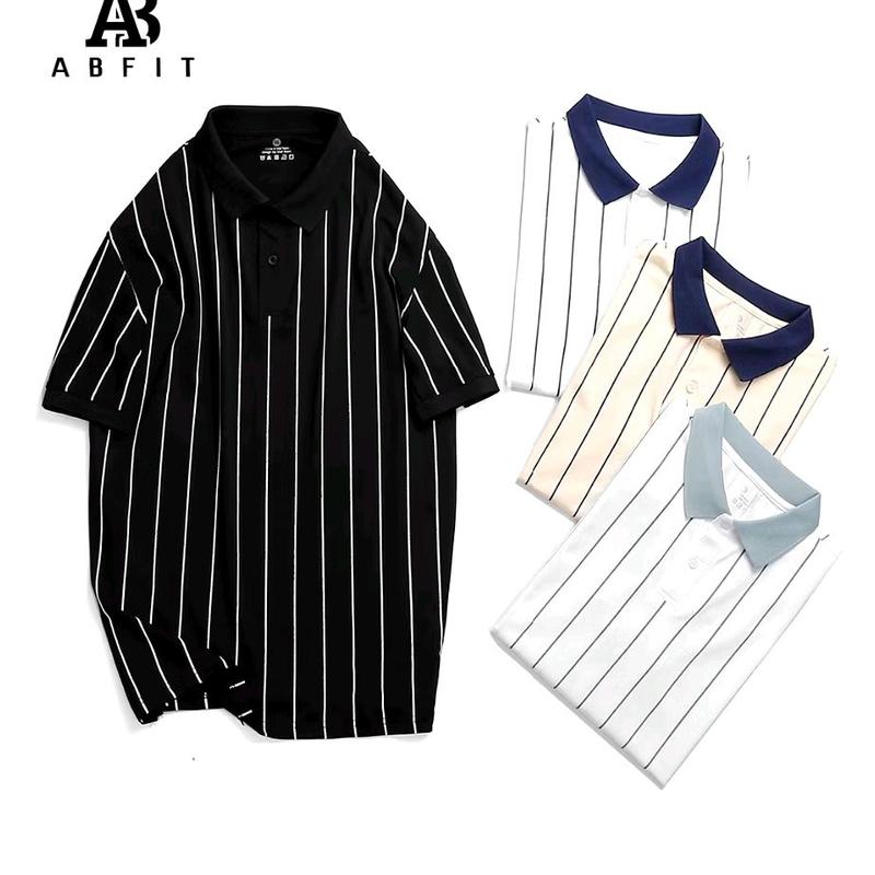 Áo Polo nam nữ ABFIT cổ bẻ thun CVC co dãn thoáng mát , hút mồ hôi , phối trơn viền ngắn tay trẻ trung cotton  Menswear Shirt trắng đen , cho bố A19 Tre Nhung