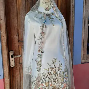 kebaya akad melayu putih BW free veil hijab kualitas butik bisa request desain Dress Gaun Mewah Pengantin Panjang Wanita