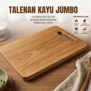 Talenan Jumbo Tanpa Sambungan 45x25cm Aesthetic Kayu Alami dengan Pegangan Nyaman untuk Memotong Makanan Cocok untuk Dapur Anda