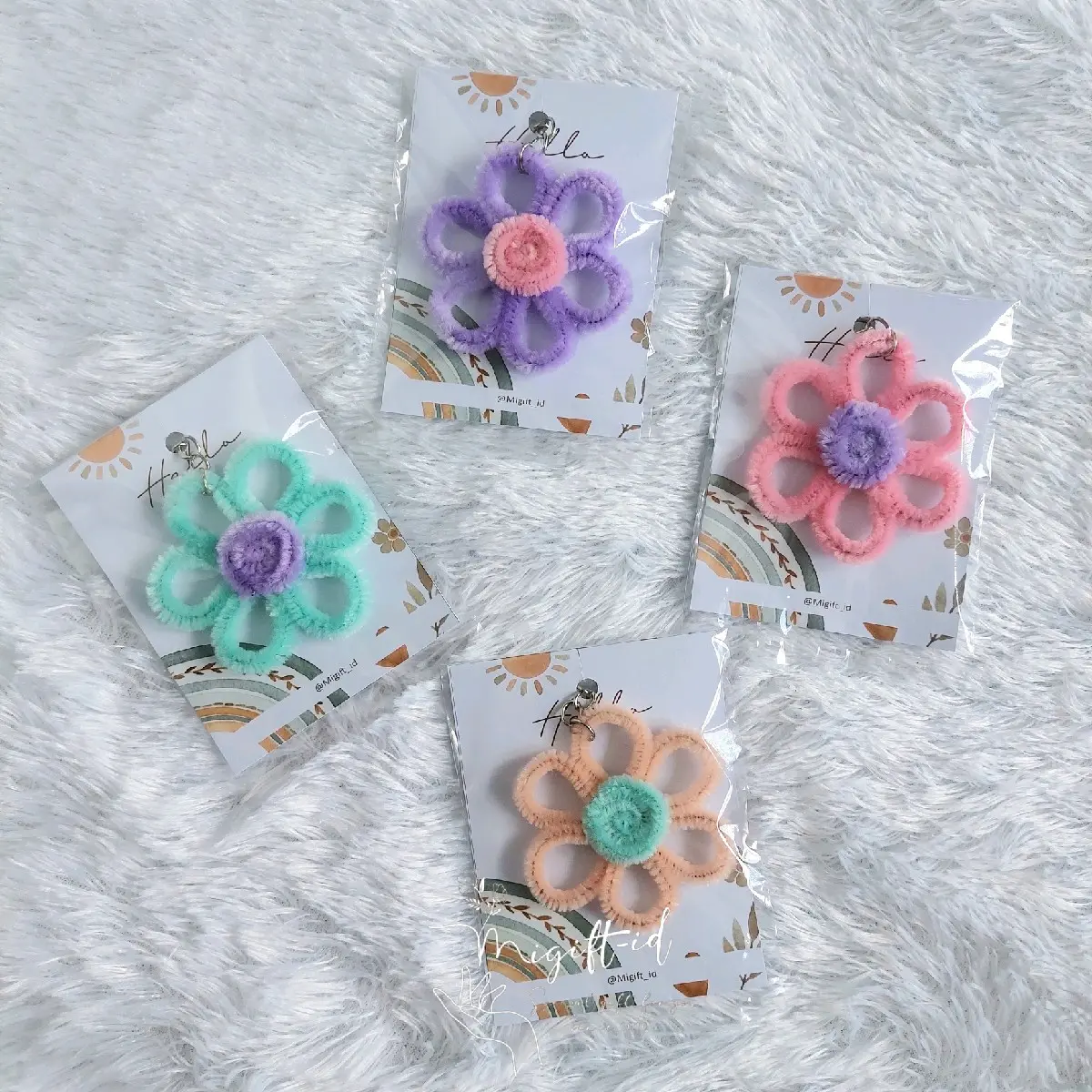 Gantungan kunci 10 PCS  migift_id / gantungan kunci pipe cleaner/ ganci bunga/ pipe cleaner