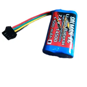 Salman RC Baterai Li-ion 14500 7.4V 2S 4Pin 1500mAh High Power High Quality untuk Produk RC Anda