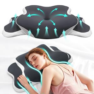 Almohada cervical de algodón con memoria, soporte ergonómico suave para quienes duermen de lado y de espalda, almohada cómoda para dormir para un mejor descanso