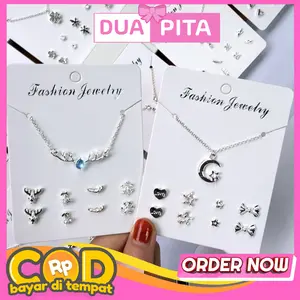 JR01 Kalung Anting Set Kalung Anting Set Fashion Wanita Korea Aksesoris Murah Aksesoris Kalung Anting Wanita