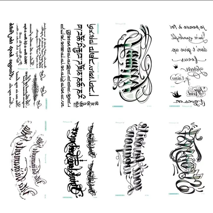 Tato Temporer QC 801 Motif Tulisan STRONGEST Tattoo Tatto Temporary Tahan Air Sementara - Tatto Pria Dan Wanita Dewasa - Tatto Dada - Tatto Kaki - Tatto Lengan - Tatto Punggung - Tatto Tubuh - Tatto Sticker Stiker Unik Estethic Kering Bunga 2