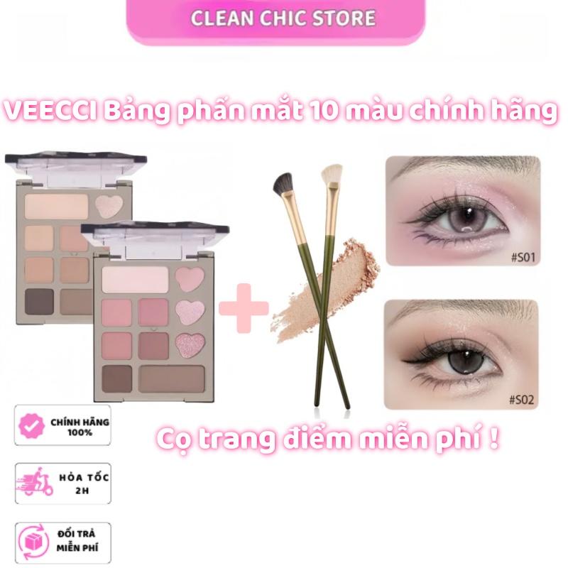  Bảng Phấn Mắt VEECCI 10 Màu Lâu Trôi Bảng Phấn Mắt Màu Hồng Lấp Lánh Mịn Và Dễ Thoa Kích Thước Nhỏ 4.2g Tặng Kèm Cọ Trang Điểm 