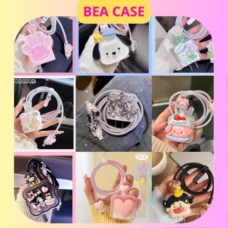   99 mẫu  Combo Set 5 phụ kiện bảo vệ củ sạc và cáp sạc cho iphone PD18 20W cao cấp 