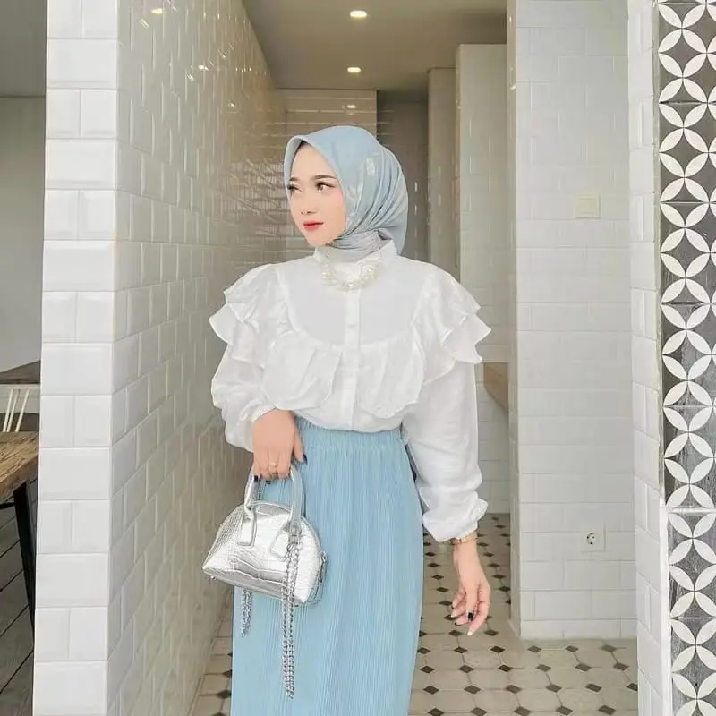 Blouse Wanita Ruffle Rafella Korea Style Terbaru War Diskon