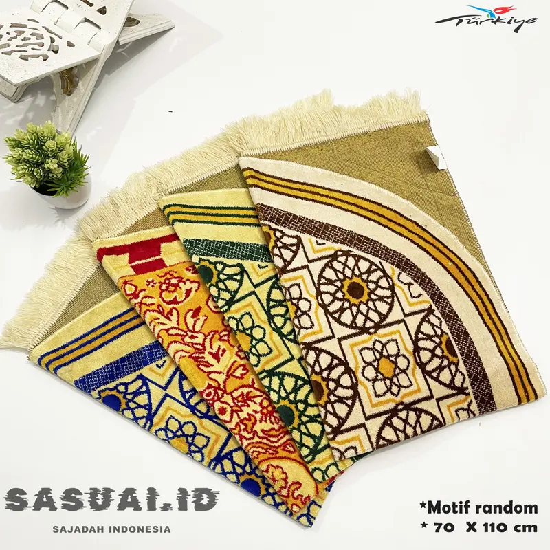 Sajadah qubah beludru ukuran dewasa tebal halus motif muslim turki Nyaman Bulu Hitam Lembut 5