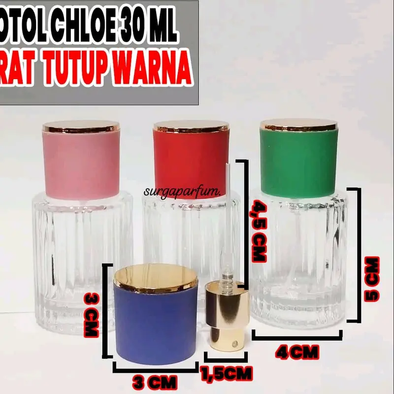 Botol Chloe 30ml drat tutup mix warna 0