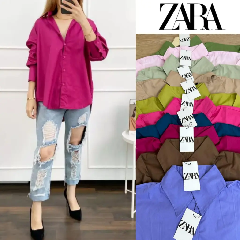 NANDO NEW ZR ! (10 WARNA - XL-3XL ) KATUN POPLIN IMPORT KEMEJA WANITA OVERSIZED
