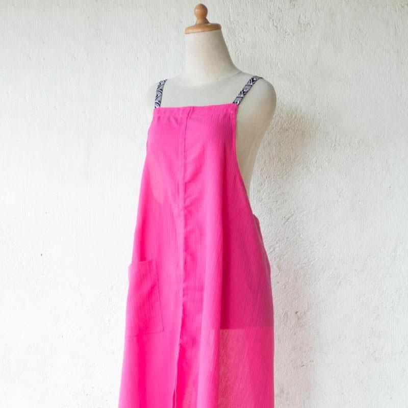 Apron Linen Masak Dapur Unisex Warna Pink 2