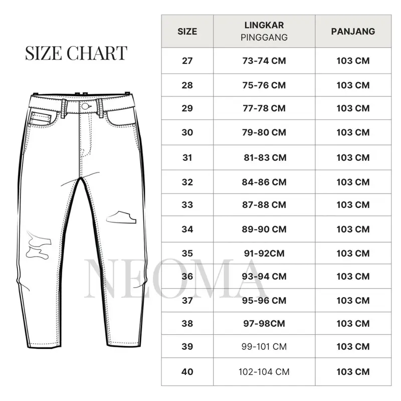 Celana Jeans Pria Neoma Sobek Tidak Melar Reguler Fit 7
