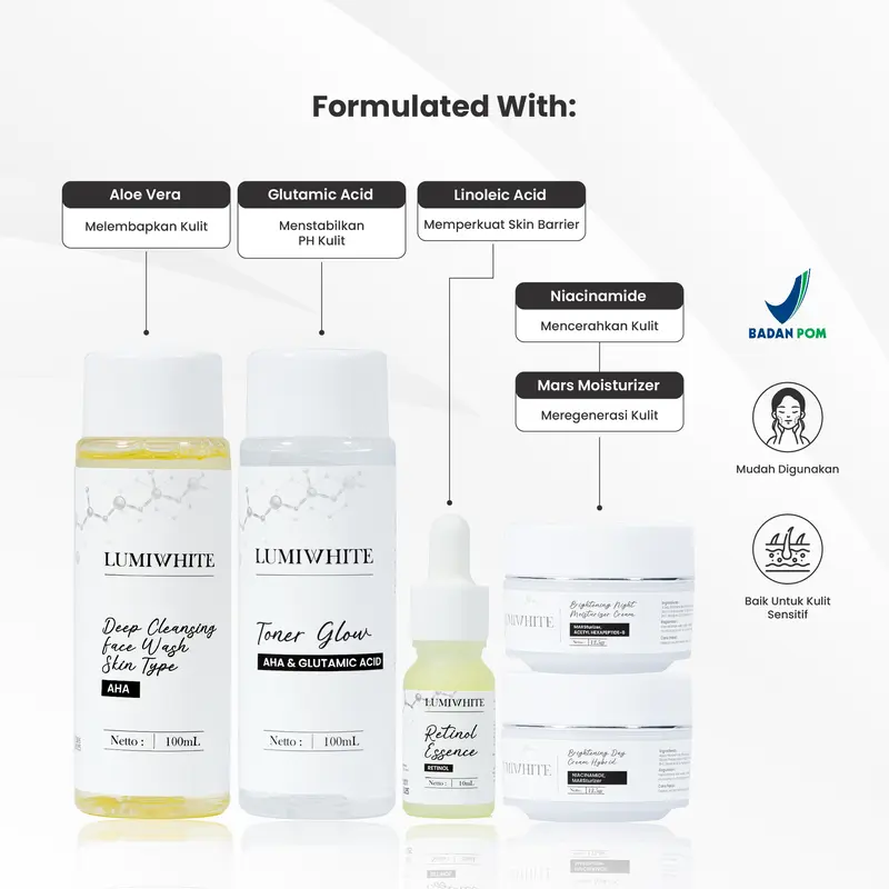 [2 PAKET] LUMIWHITE - Paket Brightening Double Glowing Lengkap Dapat Dua Paket (FREE 2 RANDOM PCS ACCESORIS) 2