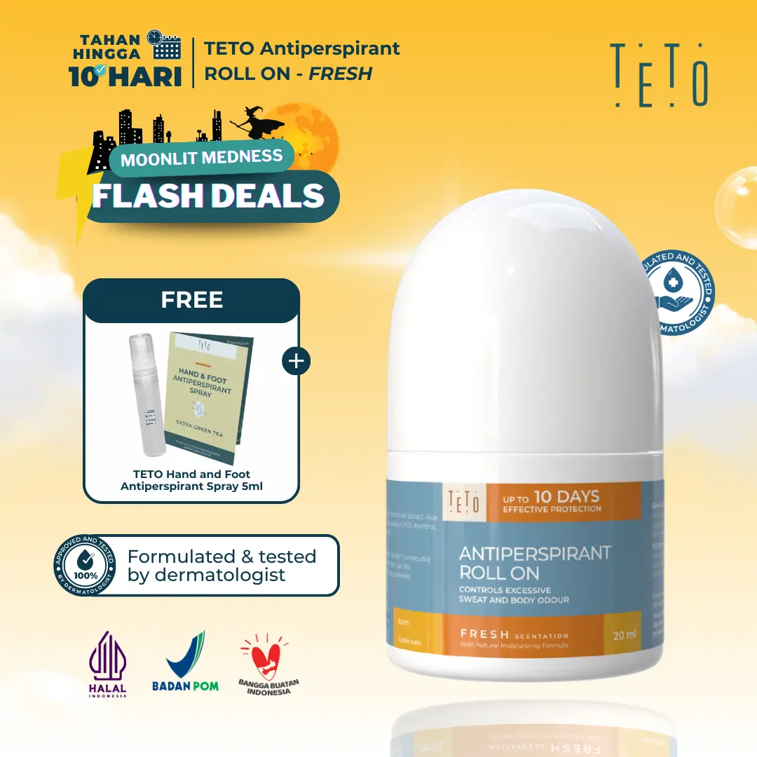 [NIGHT SALE BUY 1 GET 2]TETO Antiperspirant Roll On 20ml - Fresh FREE 1 TETO Antiperspirant 5ml