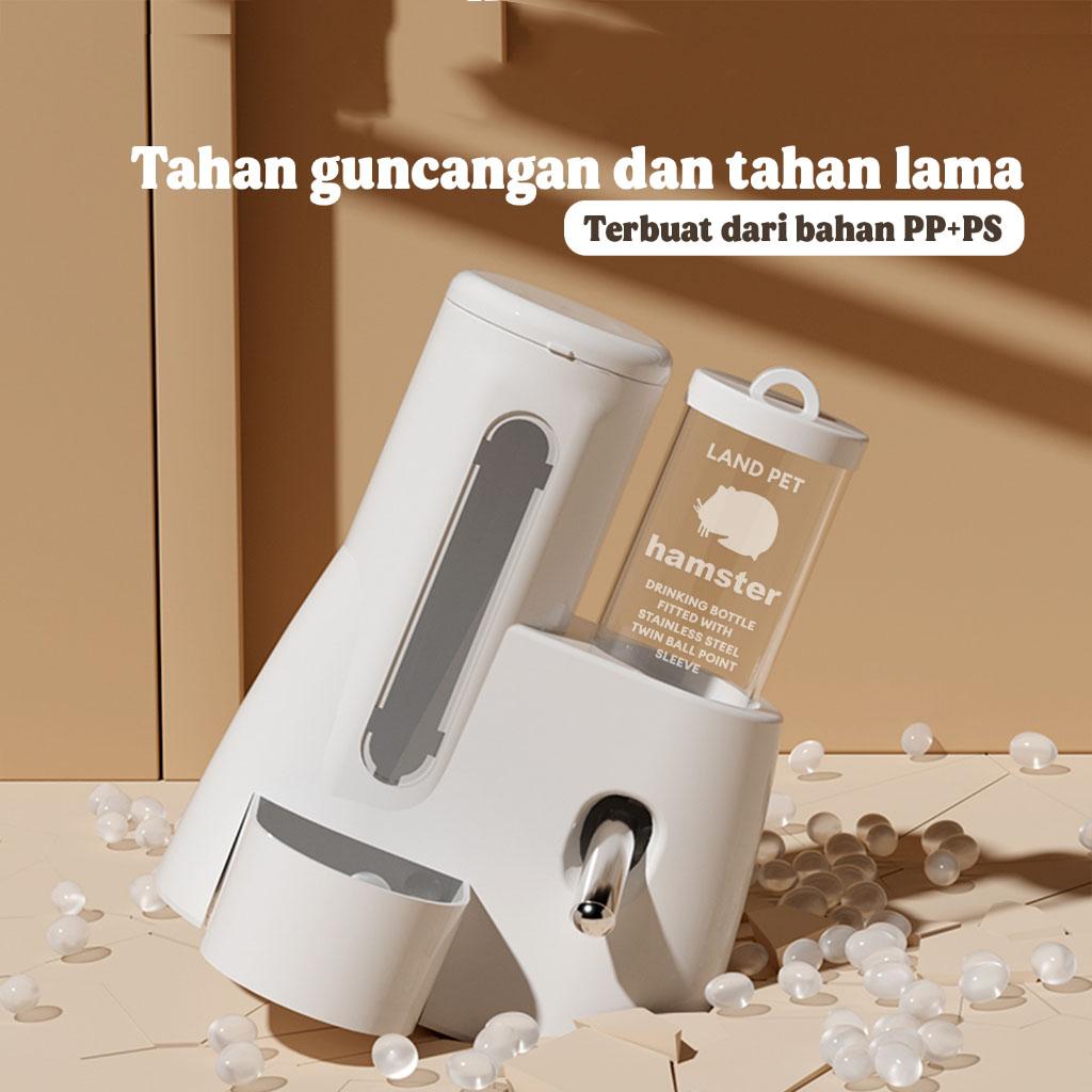 Pawsy Mart-Tempat Makan Minum Hamster F38 Dispenser Anabul Pet Feeder Otomatis 2IN1 Transparan dengan Indikator Level dan Bahan PP + PSU
