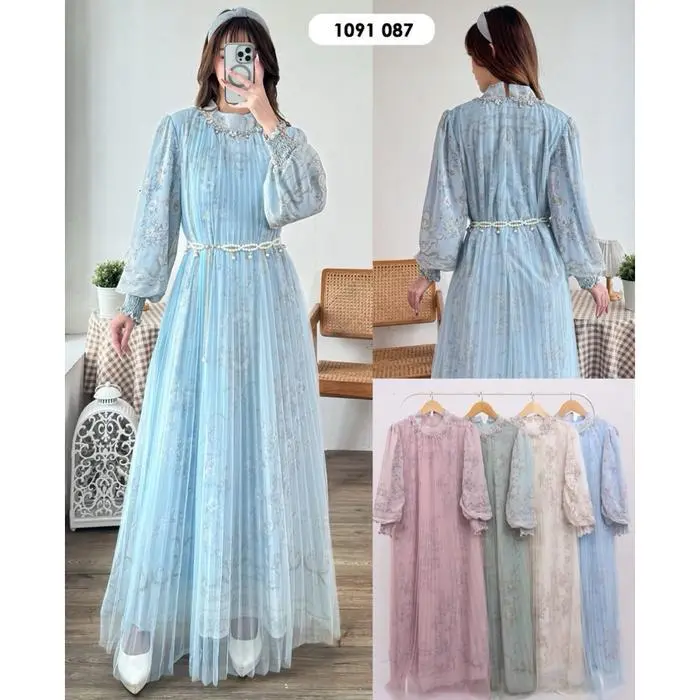 Delisha Salwa Maxi Dress / Gamis Wanita / Gamis Kondangan Free Belt ORI - Dusty pink 04 Delisha Salwa Maxi Dress / Gamis Wanita / Gamis Kondangan Free Belt ORI - Dusty pink 04