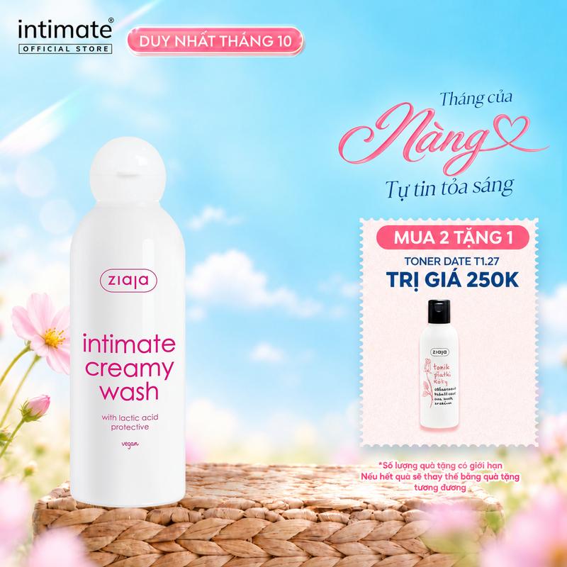 Dung Dịch Vệ Sinh Intimate With Lactic Acid ZIAJA Giúp Giảm Mùi Hôi, Củng Cố Lợi Khuẩn, Cân Bằng pH 200ml