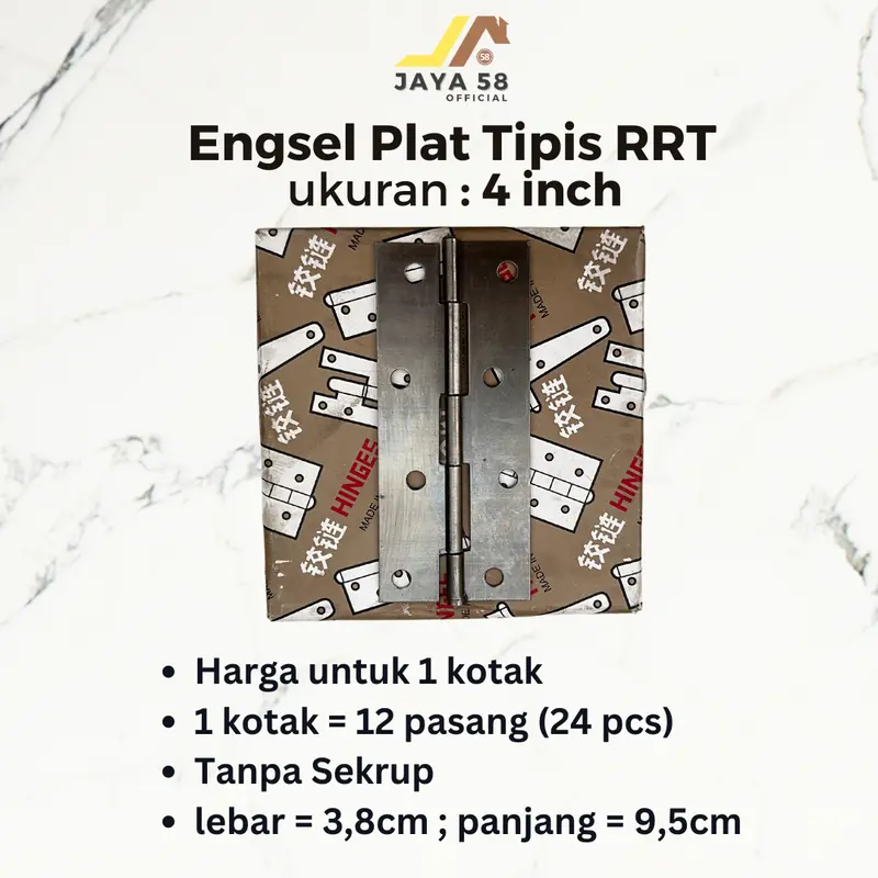 [1 kotak 24 pcs] Engsel Tipis Plat Besi Engsel Kupu RRT 1.5" 2" 2.5" 3" 4" Inch Engsel Lemari Kecil 7