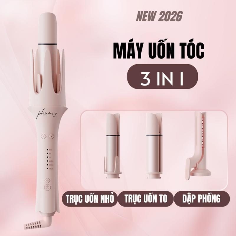 Máy uốn xoăn tự động 3IN1 by PHUONG gồm 2 đầu uốn và dập phồng tóc