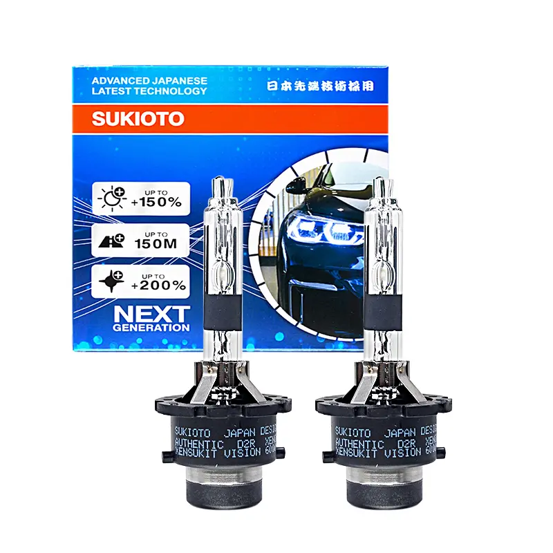 2PCS SUKIOTO JAPAN DESIGN AUTHENTIC D2R XENON XENSUKIT VISION 4300K D2S XENON BULB CAR HEADLIGHT D4S 8000K AUTO LAMP 12V 35W D4R HID HEADLAMP LIGHT REPLACEMENT ORIGINAL D2S D4S CAR LED BULB FOR TOYOTA LEXUS NISSAN