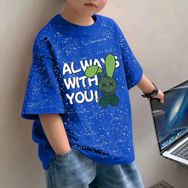 Áo Thun Cotton Nguyên Chất Cho Bé Trai Và Trẻ Em, Thời Trang Hàng Đầu, Phong Cách Ins, Ngắn Tay, Đẹp Trai, Thích Hợp Cho Mùa Hè, Trang Phục Người Nổi Tiếng Trên Internet, Quần Áo Trẻ Em Hàn Quốc áo thun bé trai mặc tết 1