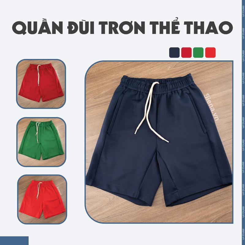 Quần đùi nam Trơn Poly chống nhăn phối bộ regular fit dễ phối đồ thoải mái cho dạo phố và xem bóng đá