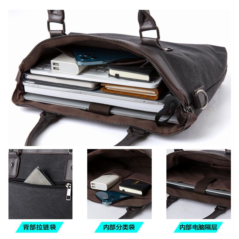Product Introduction of Multi-function Canvas Men Bag Fashion Shoulder Bag for Men Business Casual Crossbody Messenger Bag Briefcase Travel Bags 26