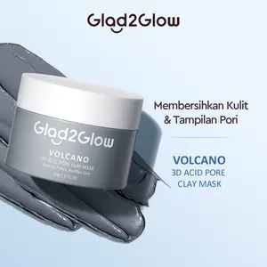 Glad2glow Volcano Clay Mask Masker Komedo Deep Pores Cleansing Mud Mask 30g Clarify Purify Skin Masker Wajah