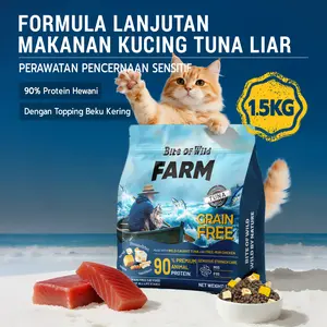 FARM - Bite of Wild Makanan Kucing Premium 1.5kg Rasa Salmon & Tuna Bebas Biji-bijian Protein 90% untuk Perawatan Pencernaan dan Kesehatan Bulu