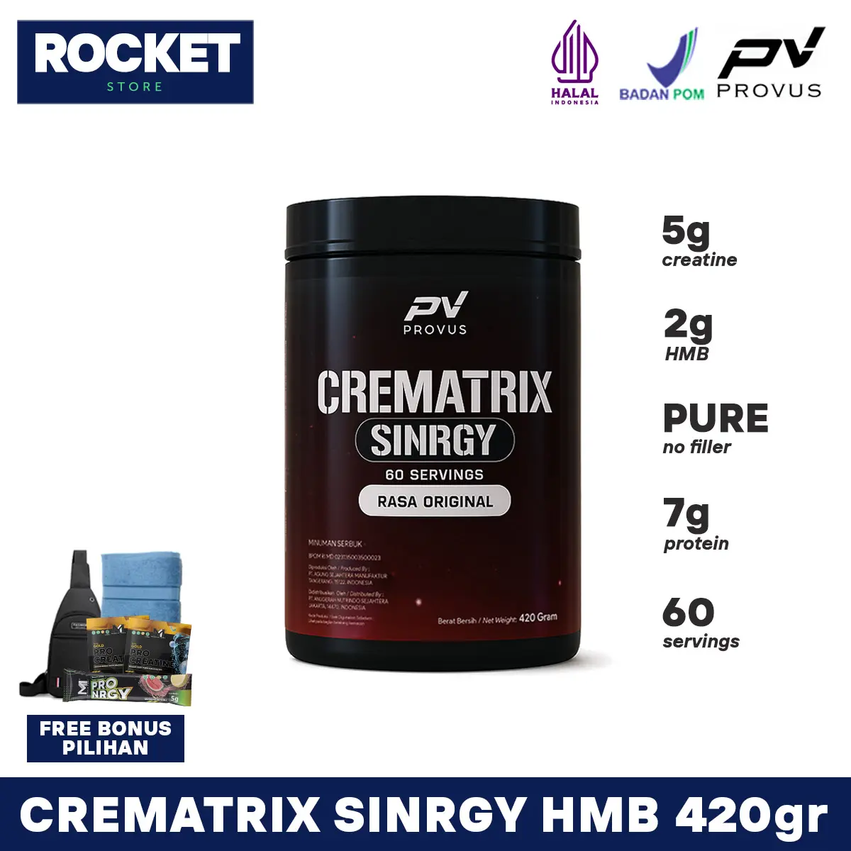 PROVUS Crematrix SINRGY Creatine Matrix HMB 420 gram 60 serving - Suplemen Fitness