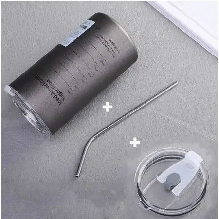 Cangkir Tumbler Mug 600ml Stainlees Free Sedotan Stainless Anti Tumpah Dan Tahan Lama Baja Gelas 6