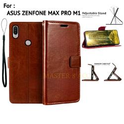 Custodia Shantime In Pelle PU Bicolore Per Asus Zenfone Max Pro M1 (ZB601KL/ZB602KL) - Flip Case Con Porta Carte, Chiusura Magnetica E Supporto