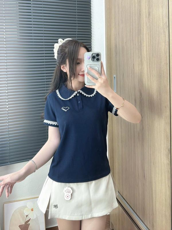    NEW ARRIVAL  Áo thun Polo Nữ Phối Cổ Viền Bèo Ren Tay Áo Ðiệu Đà Nữ Tính Phong Cách Năng Động Nhiều màu  M19  