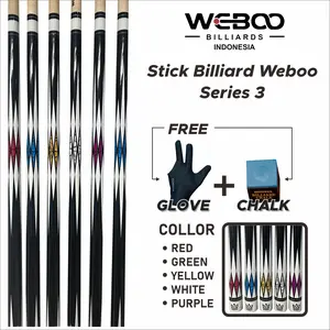 Stick Billiard Weboo Billiard Series 3 Free Glove dan Chalk tersedia 5 variant warna