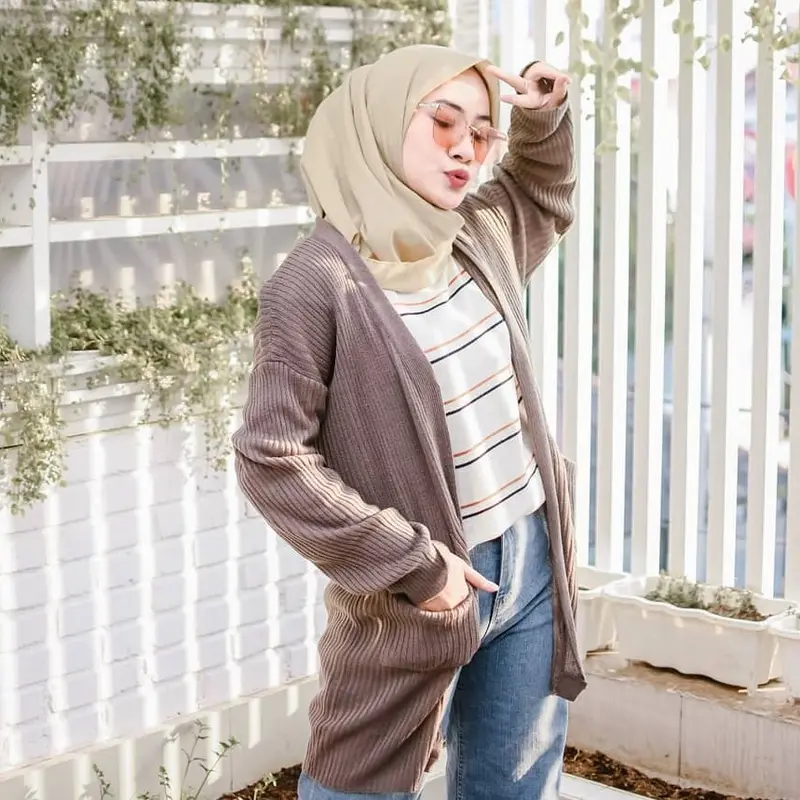 Belle Long Outer Cardigan Rajut Wanita Fit Oversize Panjang  Knitwear  Kardigan 6