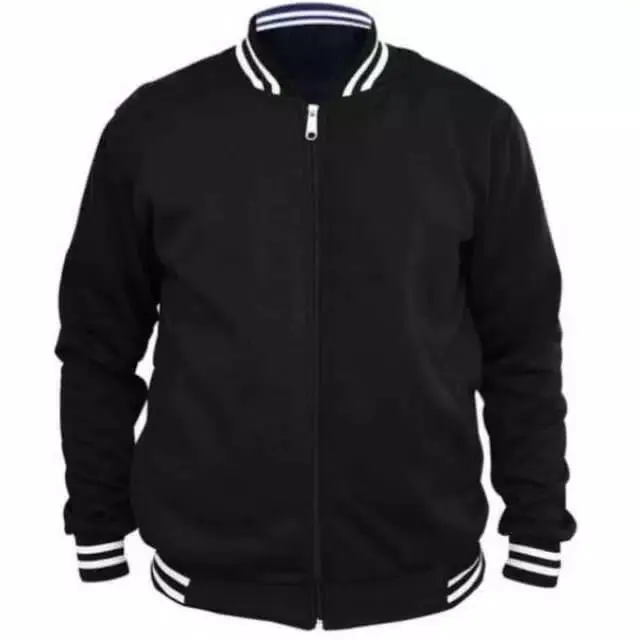Jaket Baseball Full Warna Hitam Polos Pria Wanita Kekinian Lengan Panjang Distro Keren Original