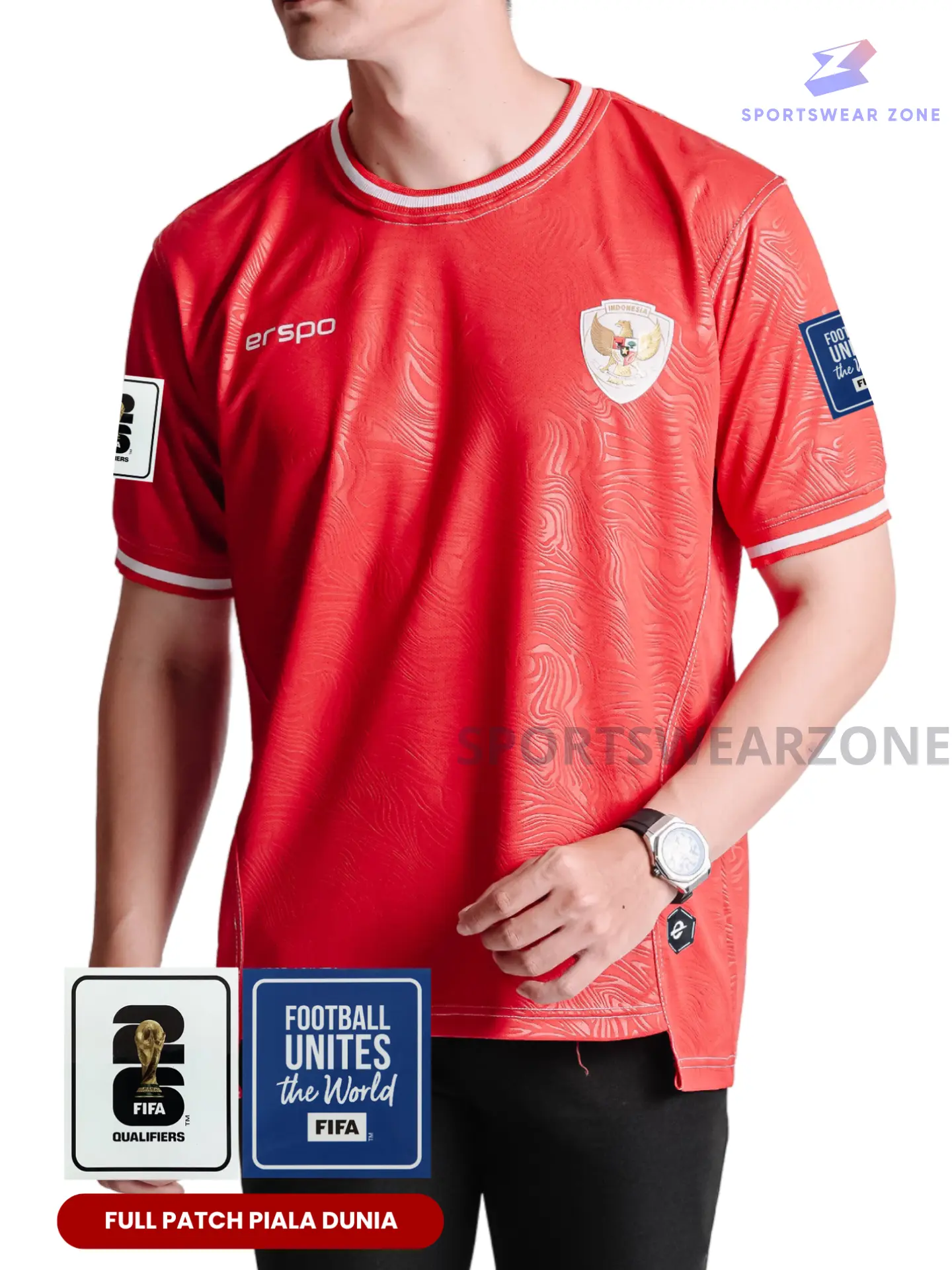 FullPatch  Baju Jersey Timnas Indonesia Erspo Home Away 2024 Unisex Atasan Terbaru Sport