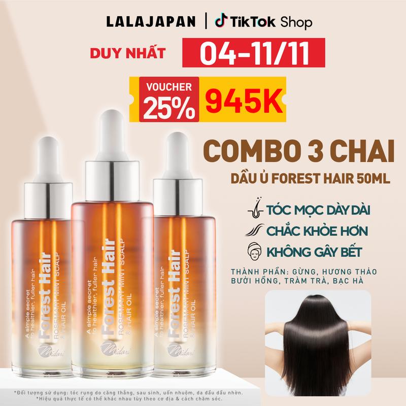   COMBO 3 CHAI FULLSIZE  Dầu ủ tóc FOREST HAIR Rosemary Mint 50ml Giảm Gãy Rụng Hỗ Trợ Mọc Tóc Nhanh Phục Hồi Tóc 