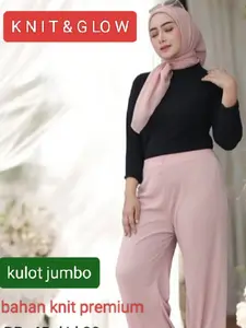 Kulot Wanita Jumbo XXL HighWaist Rib Knit Premiumm