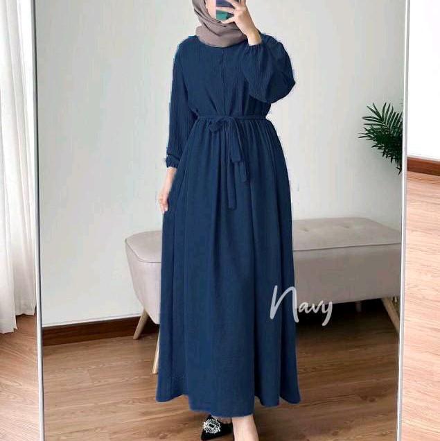 BALENA MIDI DRESS GAMIS CRINKEL PREMIUM TERBARU JUMBO POLOS BUSUI 7