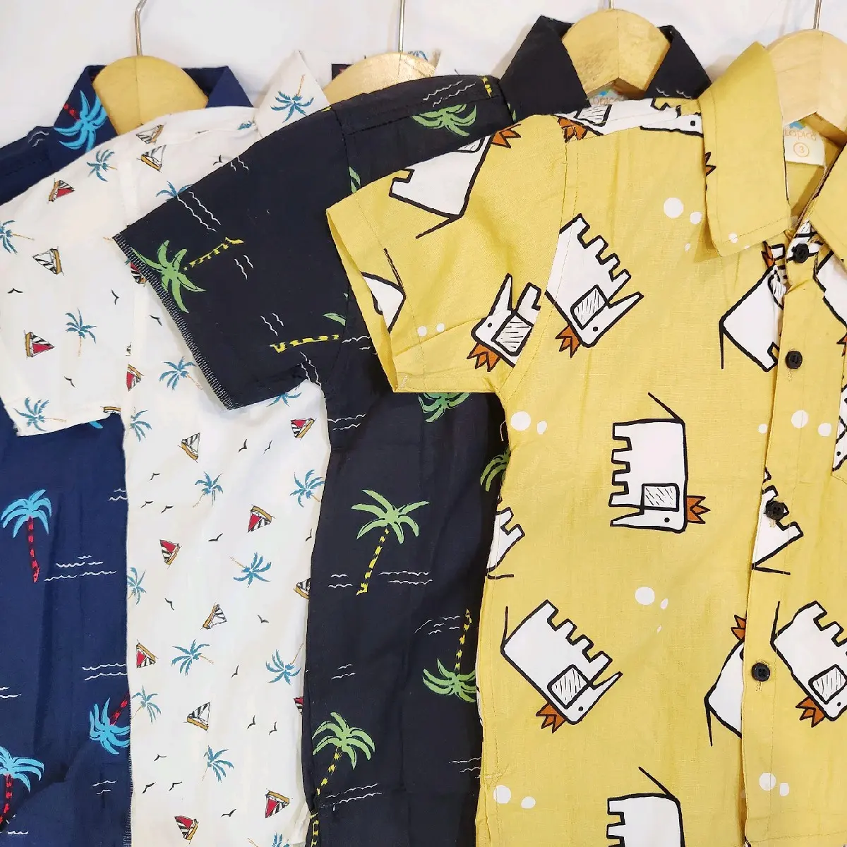 Kemeja Anak Laki-Laki Lengan Pendek Bahan Katun 2-4 Tahun